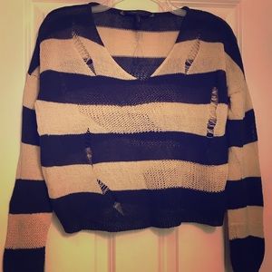 BCBG Max Azria Distressed Crop Sweater
